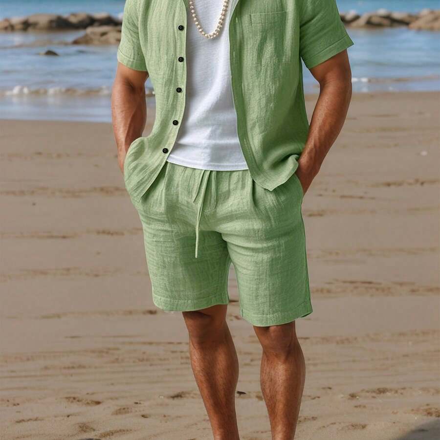 Short Linen Drawstring - [Quick Dry, Men's Casual Set] Quick