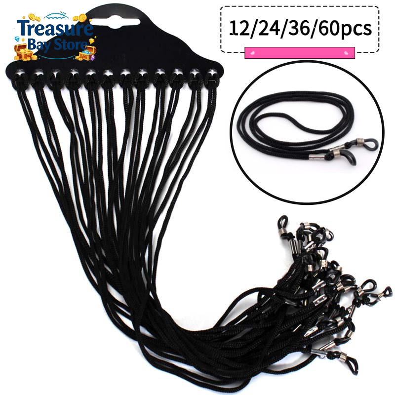 Sunglass Retainer Cord - 12/24/36/60pcs Eyeglass Cord Black Nylon Cord