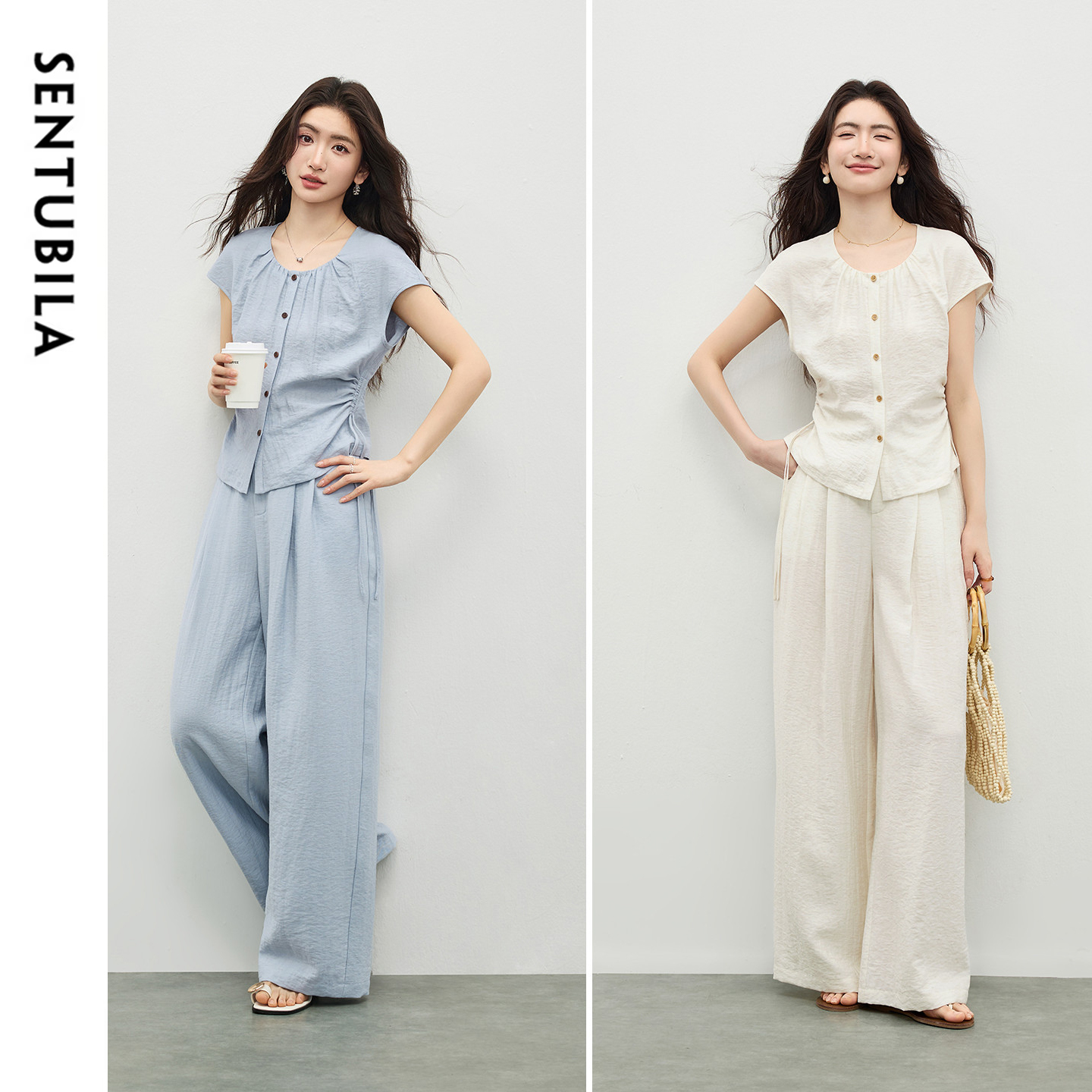 Short Linen Drawstring - SENTUBILA Women's Linen Summer Pant Set