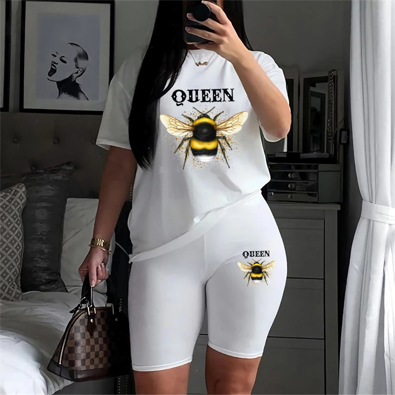 Tee Graphic Print - Women Two Piece Set Summer Short