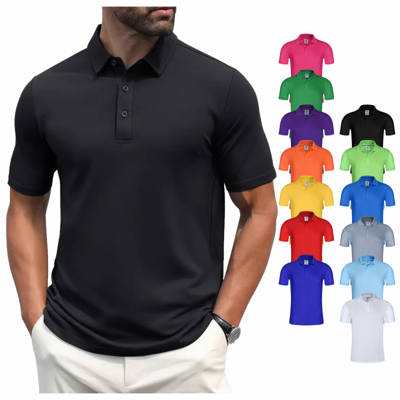 Polo Shirt Pique - Men's Summer Solid Color Lapel Short-sleeved