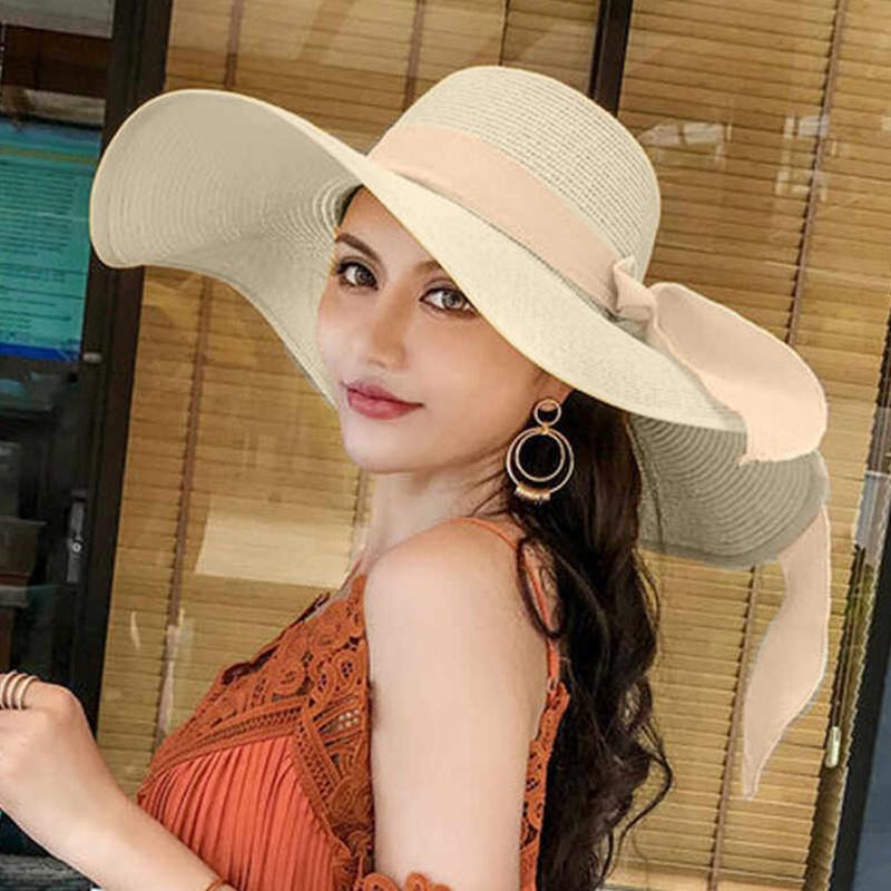 * New Sale Women Hat Foldable  - Bucket Hat Straw บทวิจารณ์และราคา