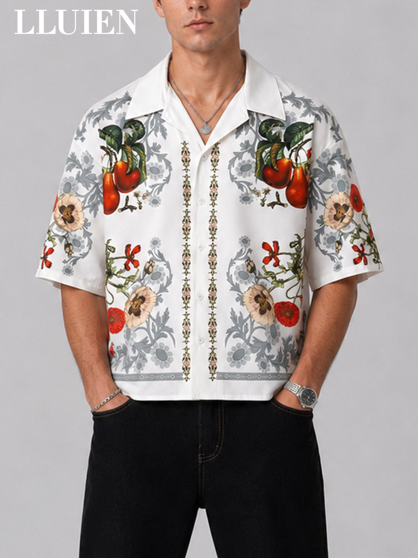 LLUIEN 2026 Summer New Fashion - Resort Shirt Floral บทวิจารณ์และราคา