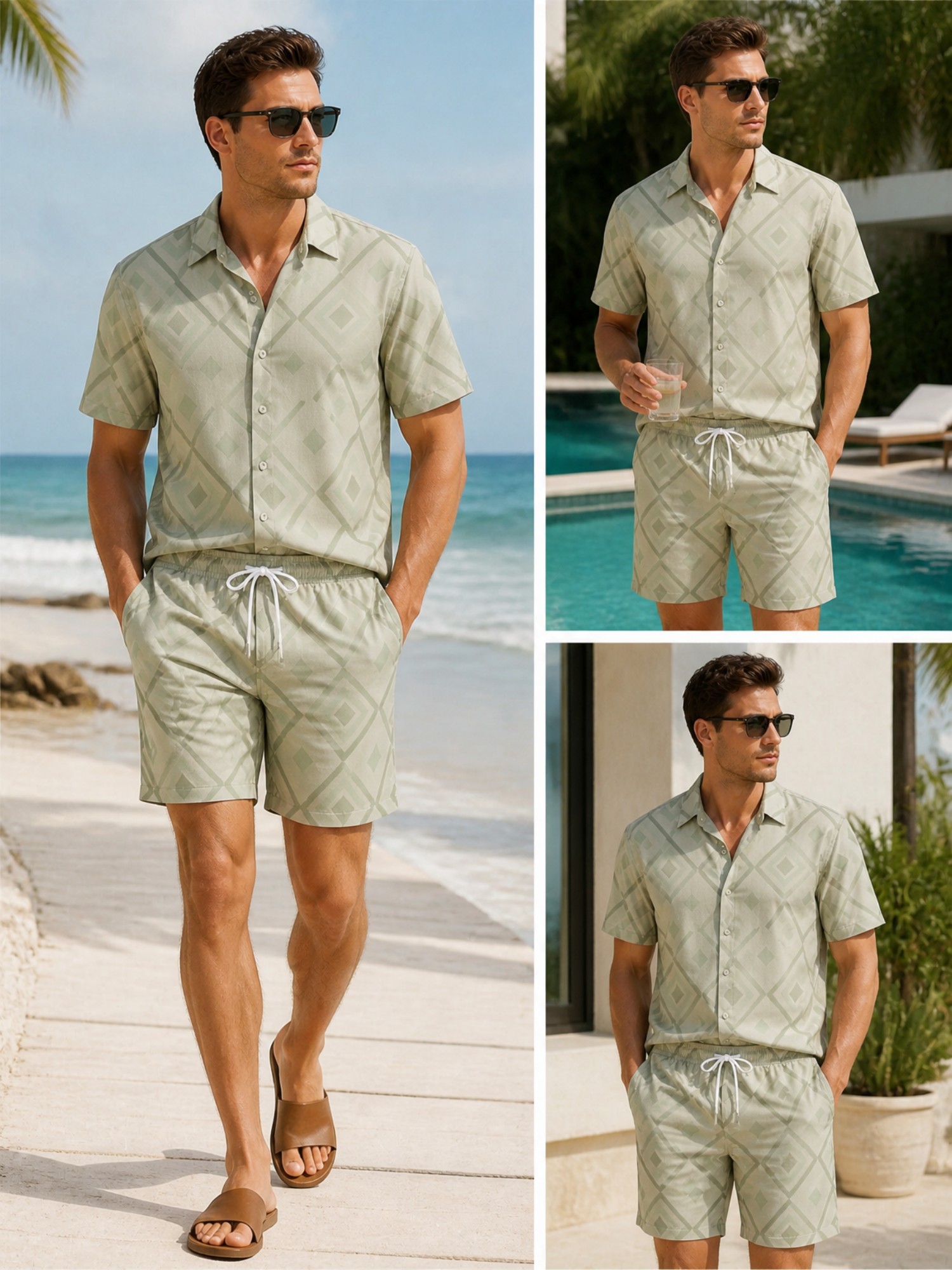 Mens Floral Short Sleeve Shirt - Resort Shirt Floral บทวิจารณ์และราคา