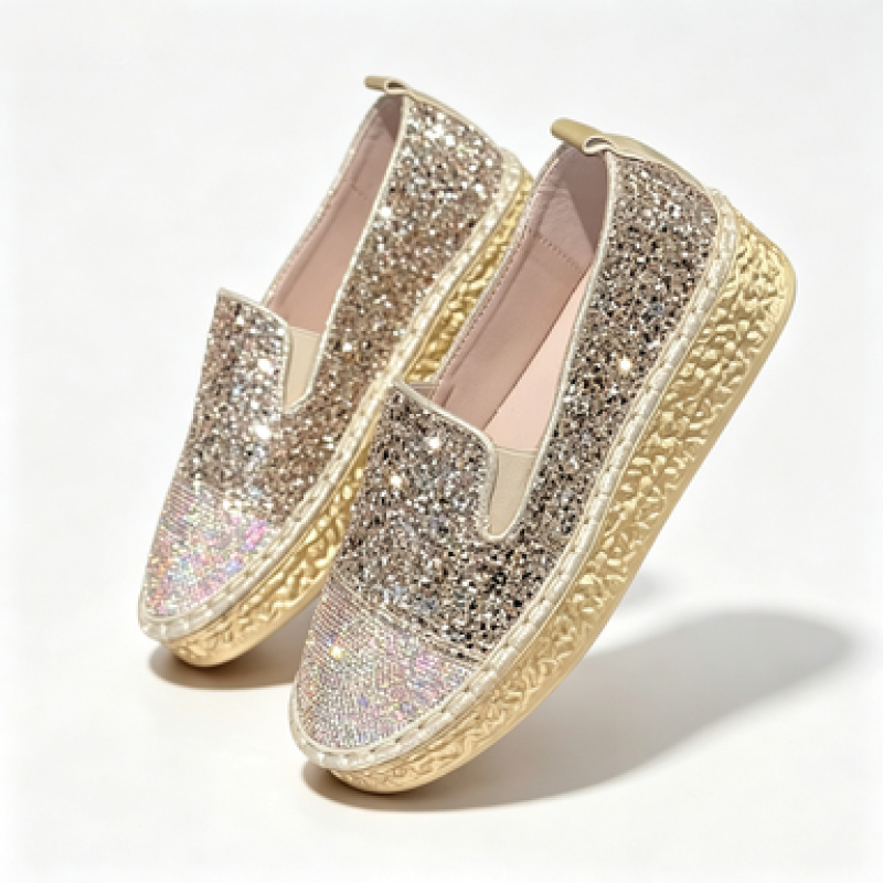 Silver Glitter Rhinestone Plat - Espadrille Slip On บทวิจารณ์และราคา