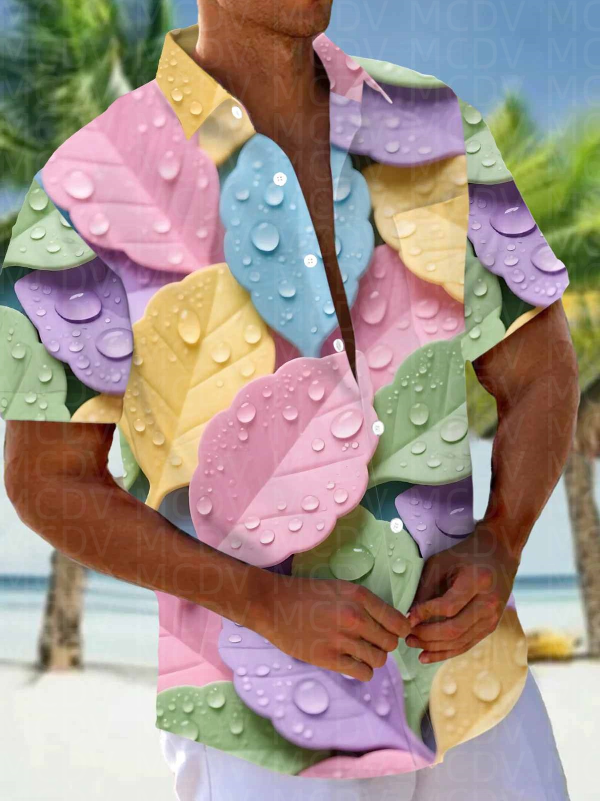 Rhombus Pattern Men's Hawaiian - Shirt Camp Collar บทวิจารณ์และราคา