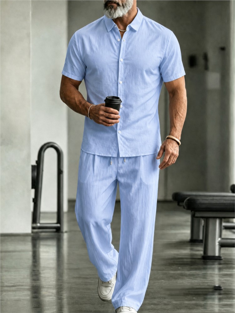Summer Hot Sale Men's Cotton L - Linen Shirt Breathable บทวิจารณ์และราคา