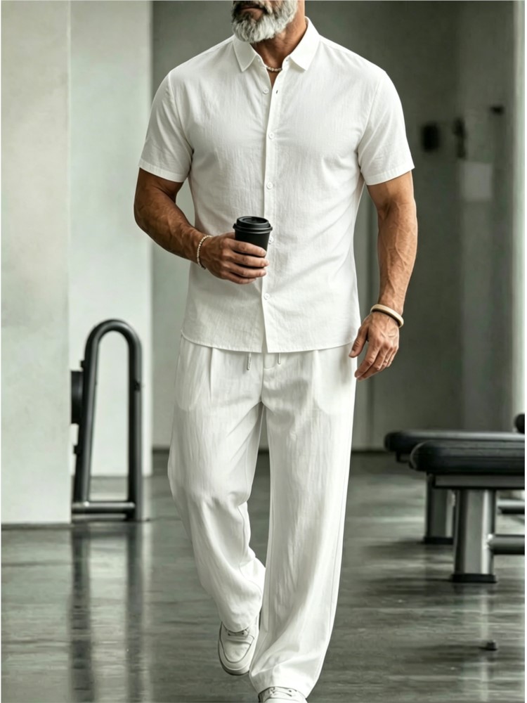 Summer Hot Sale Men's Cotton L - Linen Shirt Breathable บทวิจารณ์และราคา
