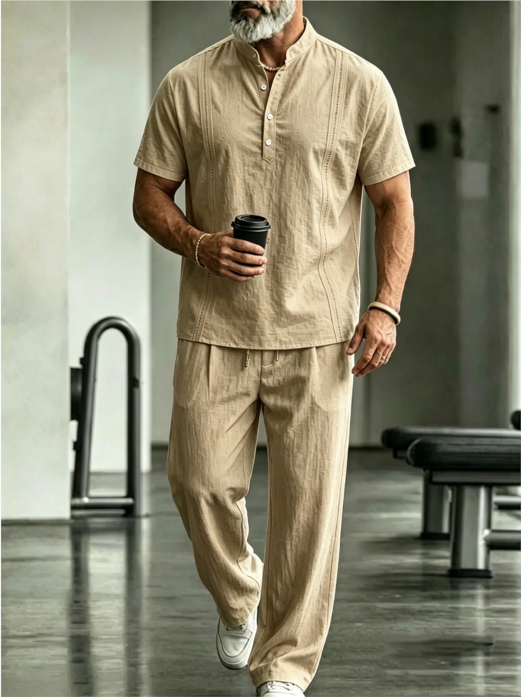 Summer Hot Sale Men's Cotton L - Linen Shirt Breathable บทวิจารณ์และราคา