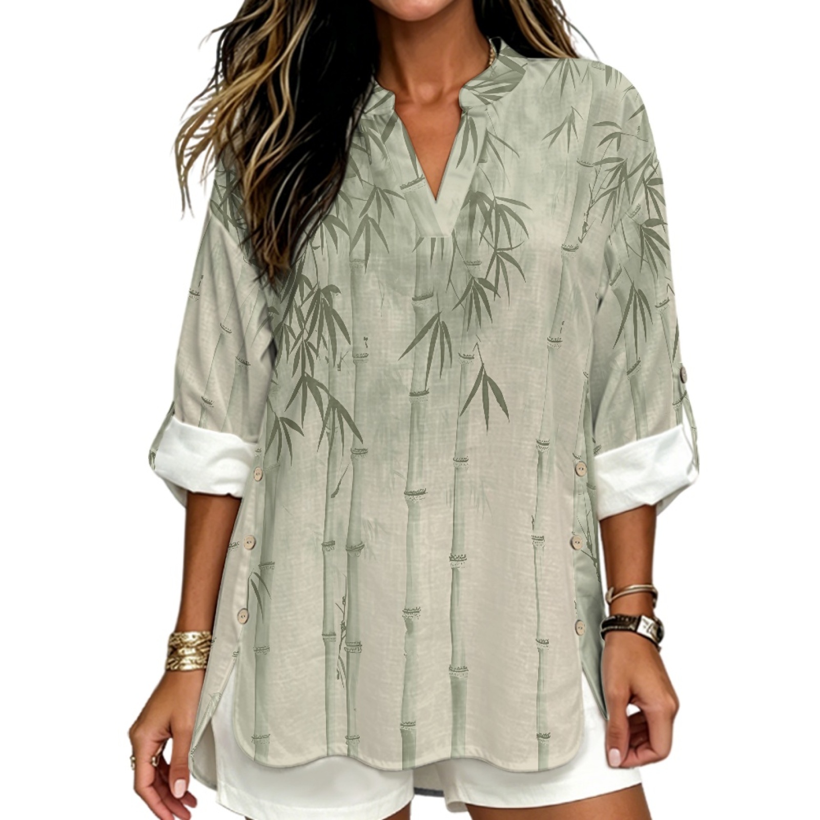 INSTANTARTS Women'S Linen V-Ne - Linen Shirt Breathable บทวิจารณ์และราคา