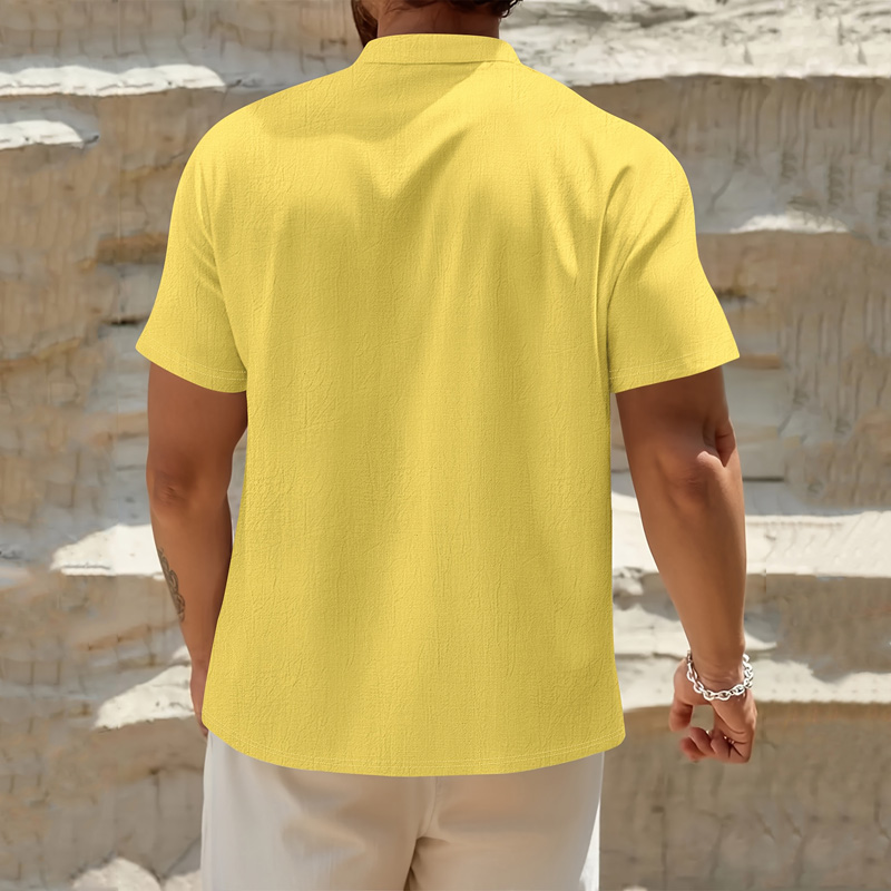 Men's Cotton Linen Henley Shir - Linen Shirt Breathable บทวิจารณ์และราคา