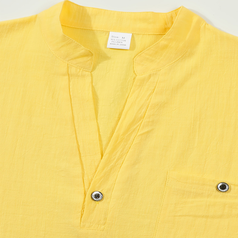 Men's Cotton Linen Henley Shir - Linen Shirt Breathable บทวิจารณ์และราคา