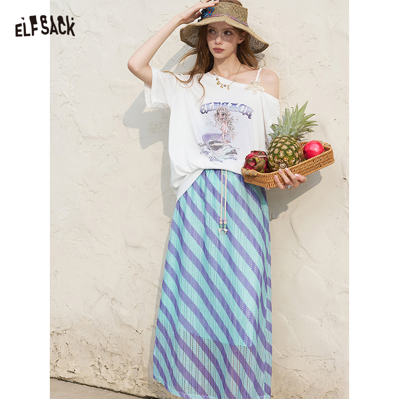ELFSACK Women's Off Shoulder W - Tee Graphic Print บทวิจารณ์และราคา