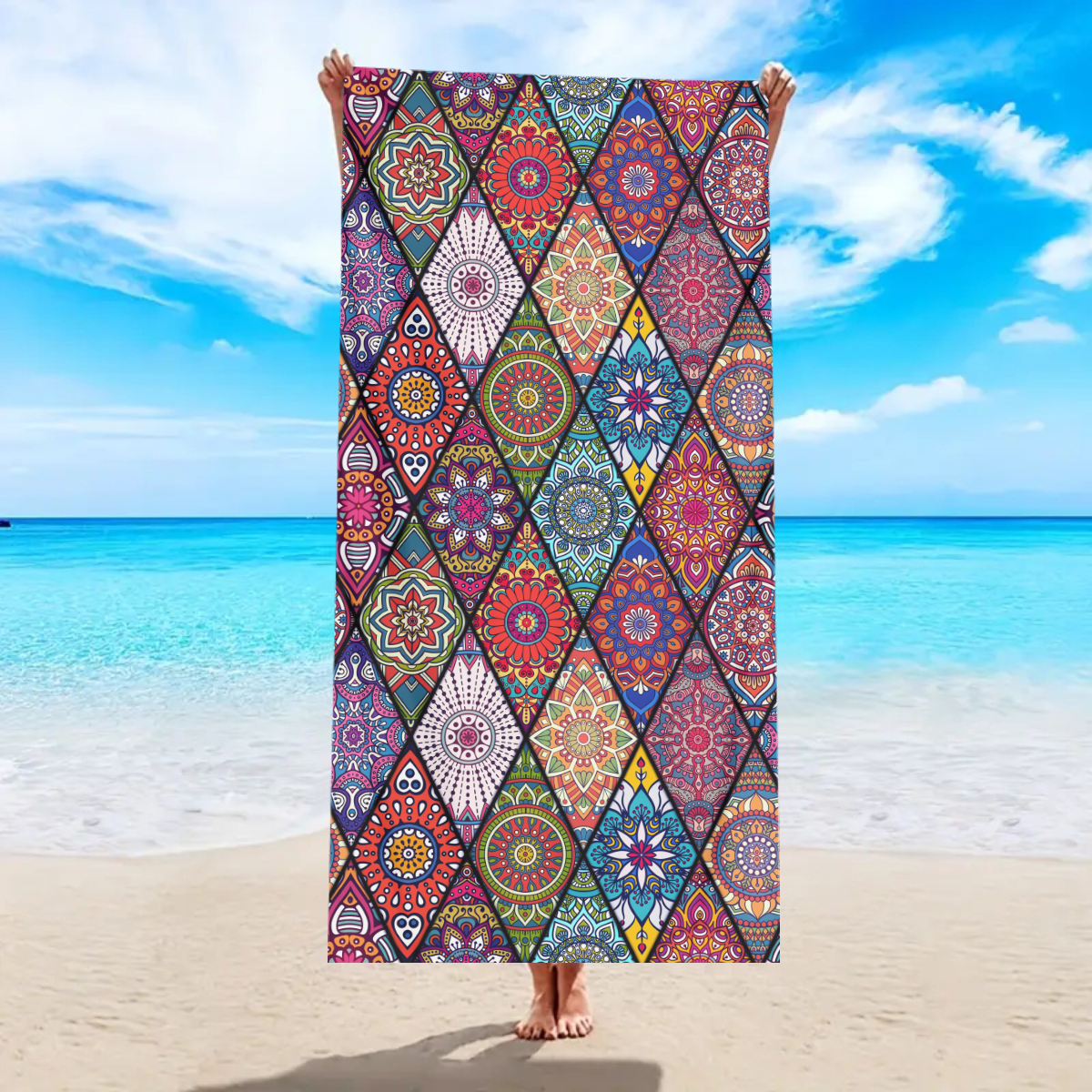 1pc Bohemian Large Beach Towel - Beach Towel Large บทวิจารณ์และราคา