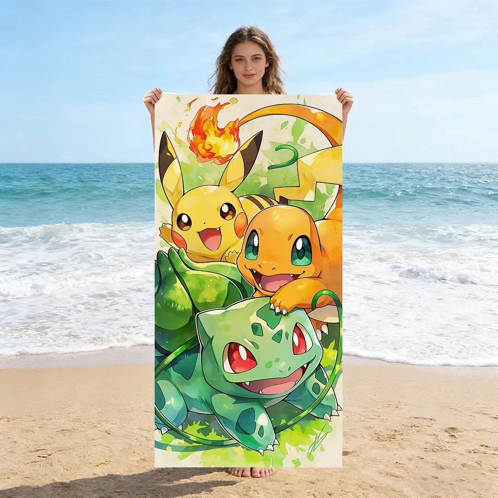 P-Pokemon Starters Anime Beach - Beach Towel Large บทวิจารณ์และราคา