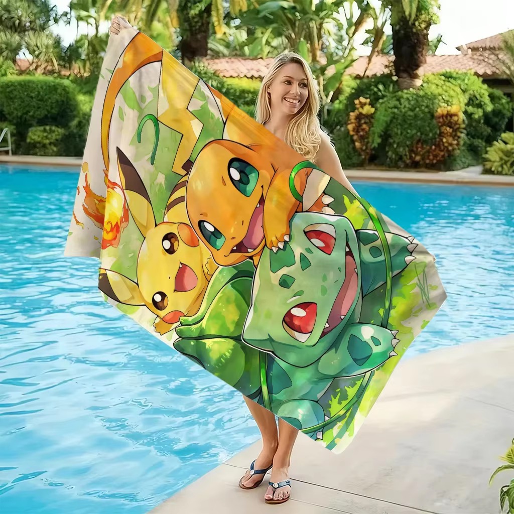 P-Pokemon Starters Anime Beach - Beach Towel Large บทวิจารณ์และราคา