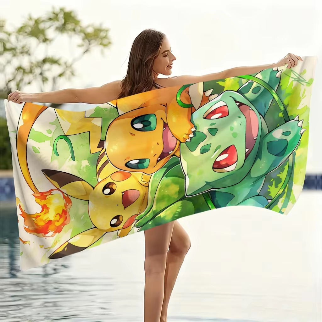 P-Pokemon Starters Anime Beach - Beach Towel Large บทวิจารณ์และราคา