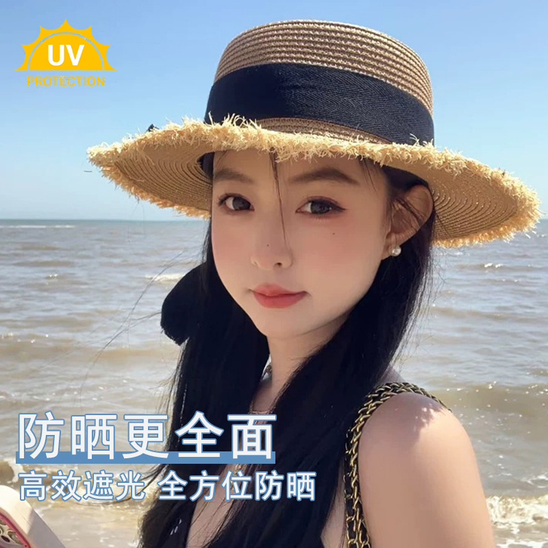 Women Straw Sun Hat Bowknot Su - Packable Hat Nylon บทวิจารณ์และราคา