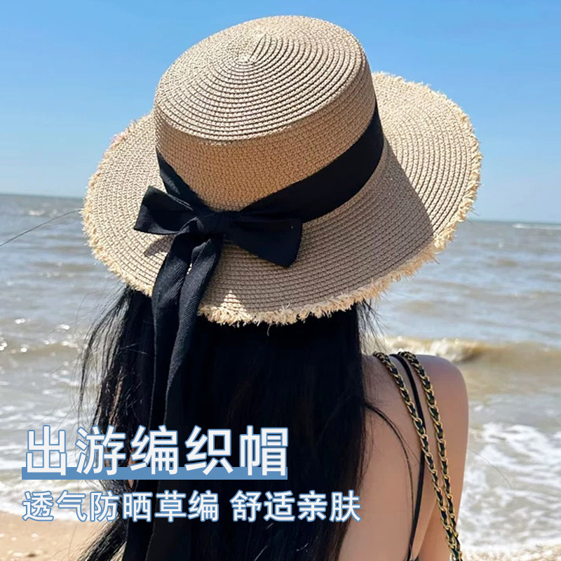 Women Straw Sun Hat Bowknot Su - Packable Hat Nylon บทวิจารณ์และราคา