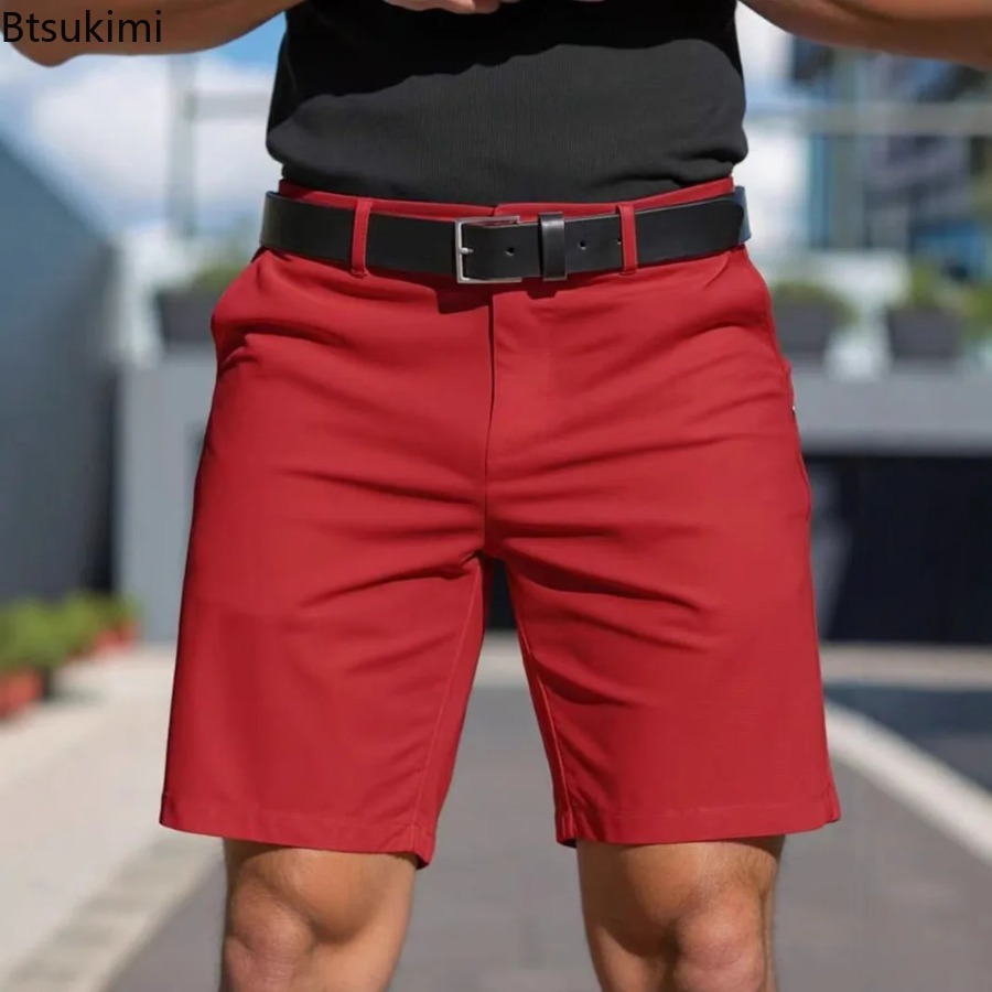 Summer New Mens Solid Slim Chi - Shorts Chino Slim บทวิจารณ์และราคา