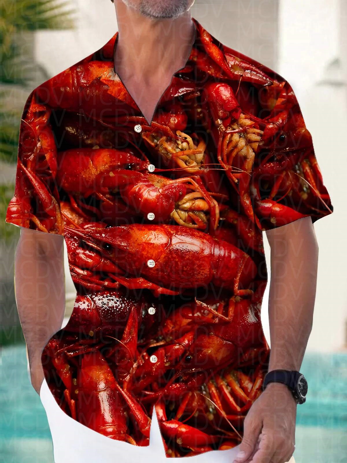 Food Pattern Men's Hawaiian Sh - Shirt Camp Collar บทวิจารณ์และราคา