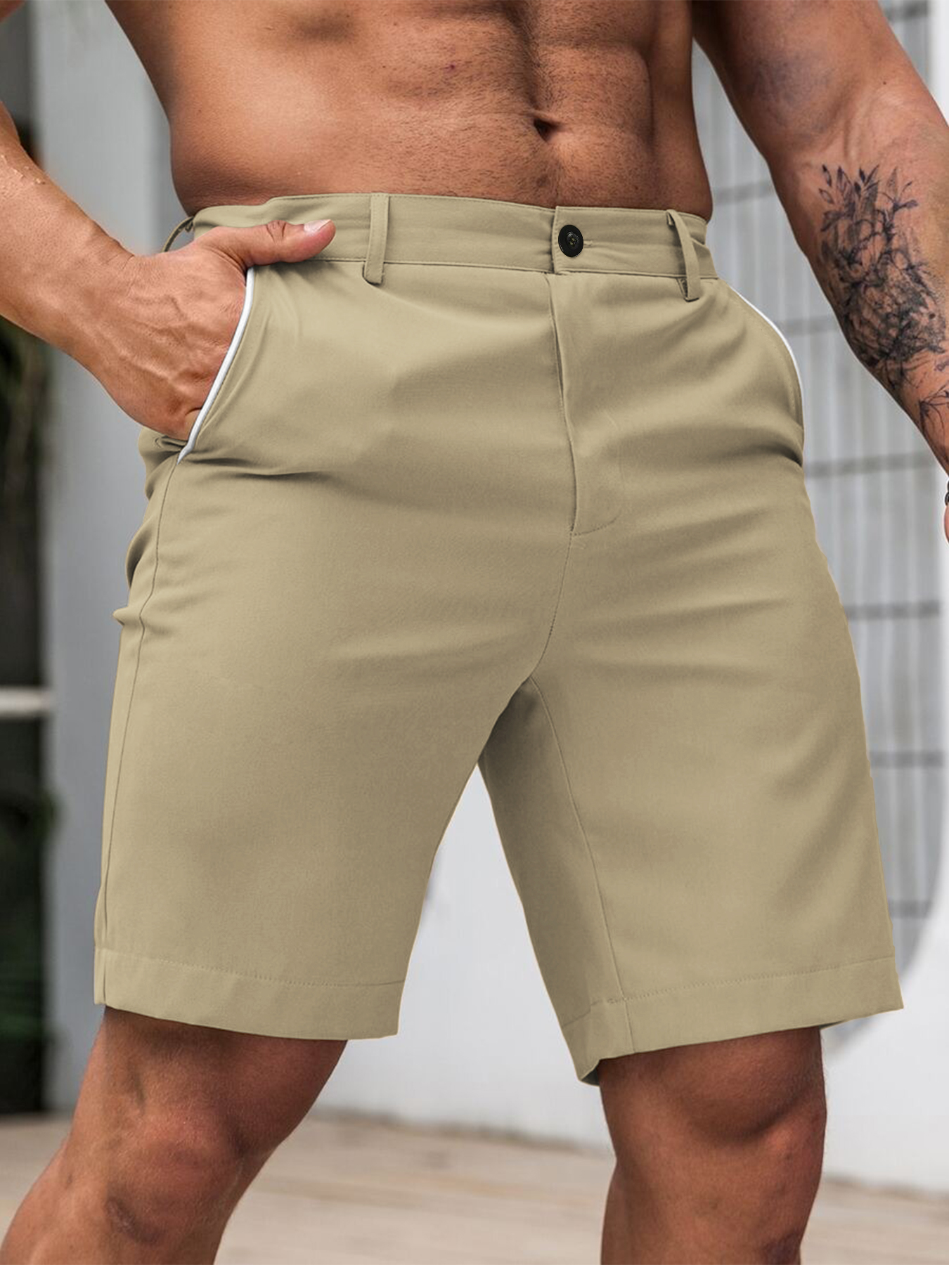 Men Fashion Slim Fit Chino Sho - Shorts Chino Slim บทวิจารณ์และราคา