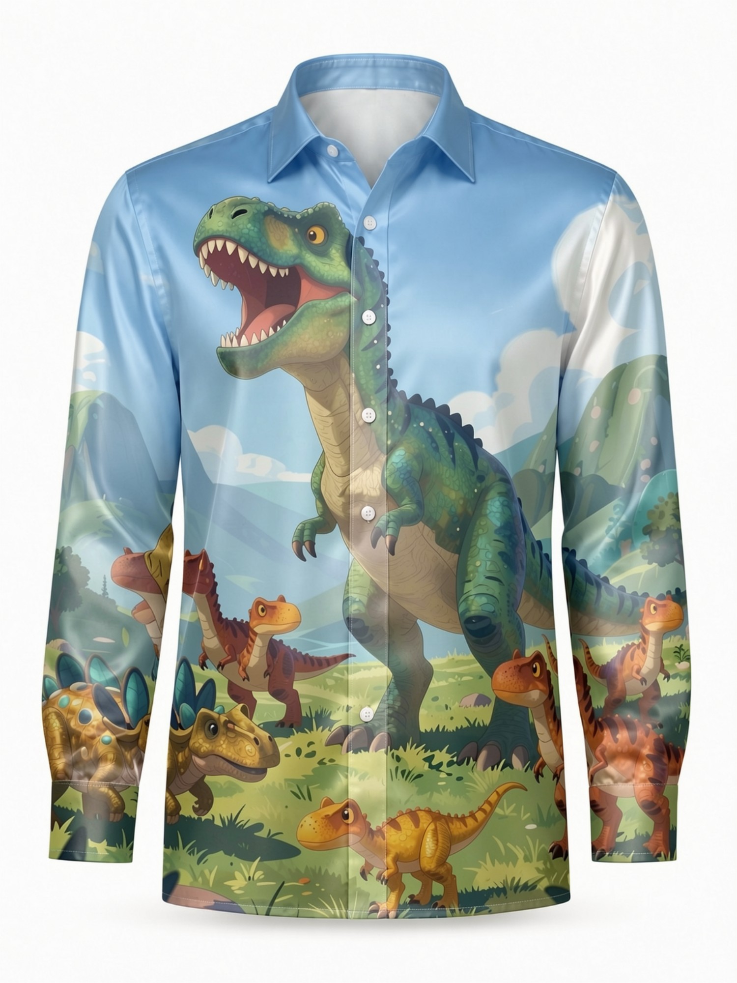 Mens Fashion Satin Long Sleeve - Resort Shirt Floral บทวิจารณ์และราคา