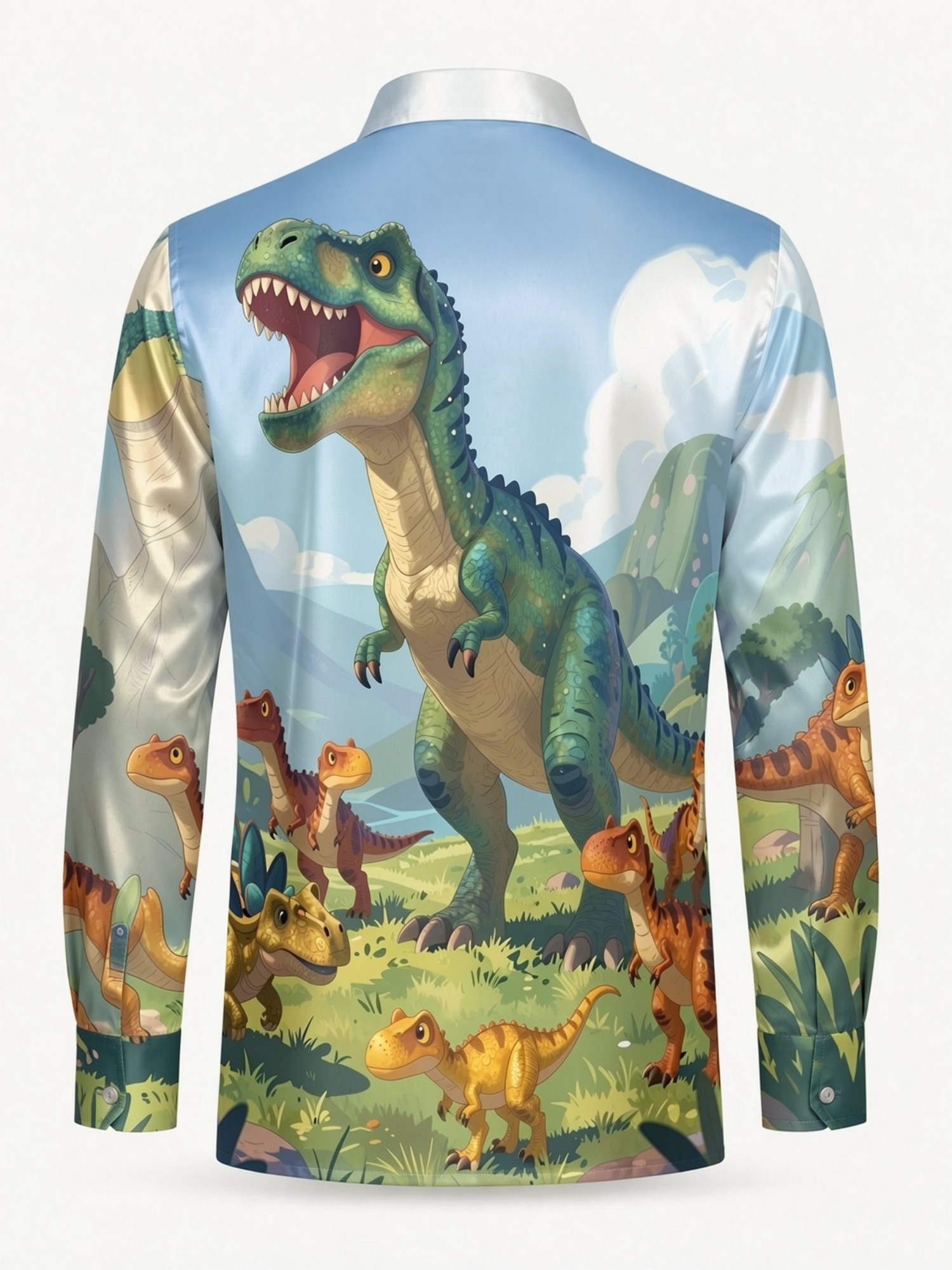 Mens Fashion Satin Long Sleeve - Resort Shirt Floral บทวิจารณ์และราคา
