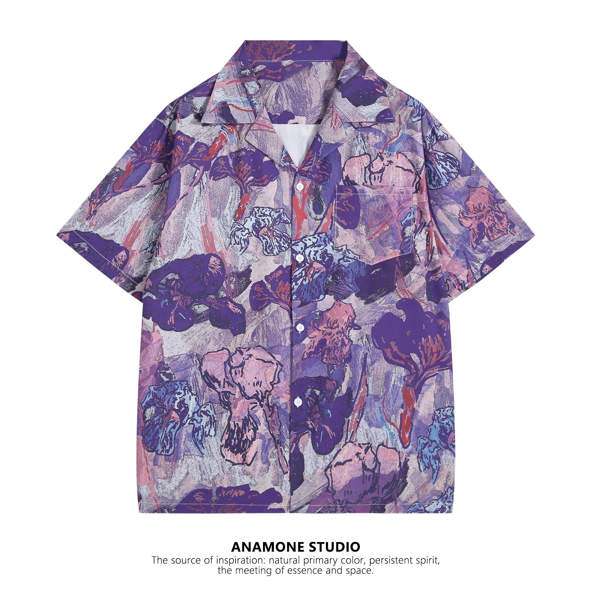 Vintage Purple Oil Painting Ir - Resort Shirt Floral บทวิจารณ์และราคา