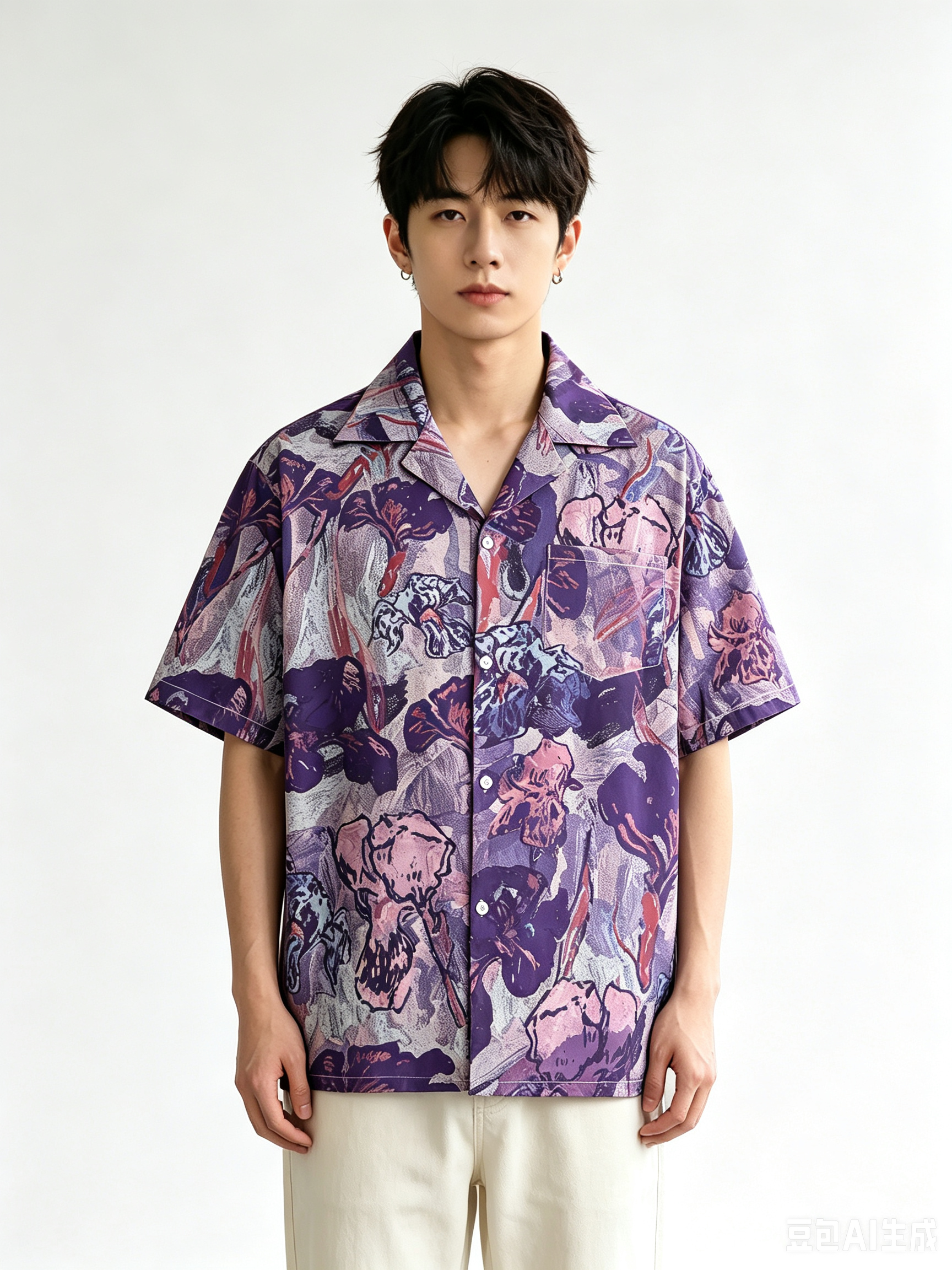 Vintage Purple Oil Painting Ir - Resort Shirt Floral บทวิจารณ์และราคา