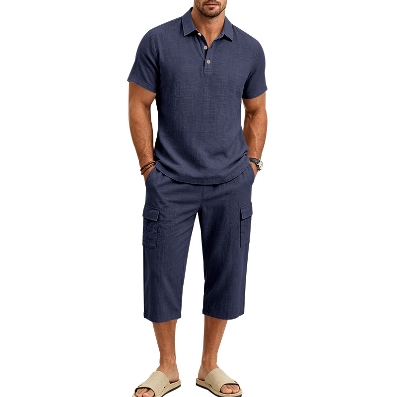 Summer Men's Linen Two Piece S - Short Linen Drawstring บทวิจารณ์และราคา