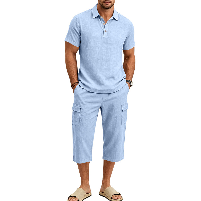 Summer Men's Linen Two Piece S - Short Linen Drawstring บทวิจารณ์และราคา