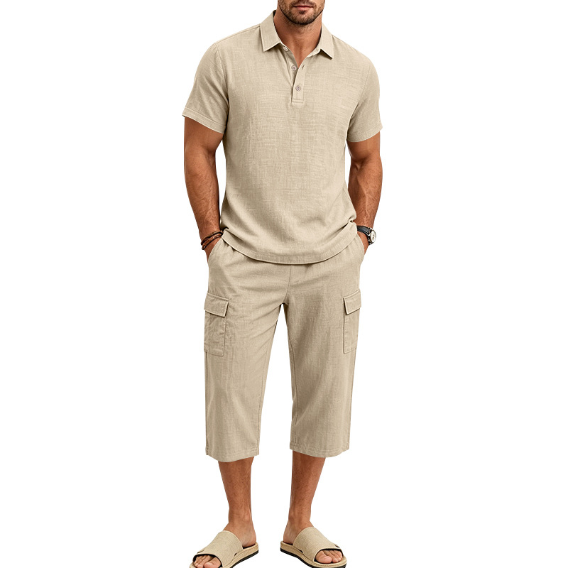 Summer Men's Linen Two Piece S - Short Linen Drawstring บทวิจารณ์และราคา