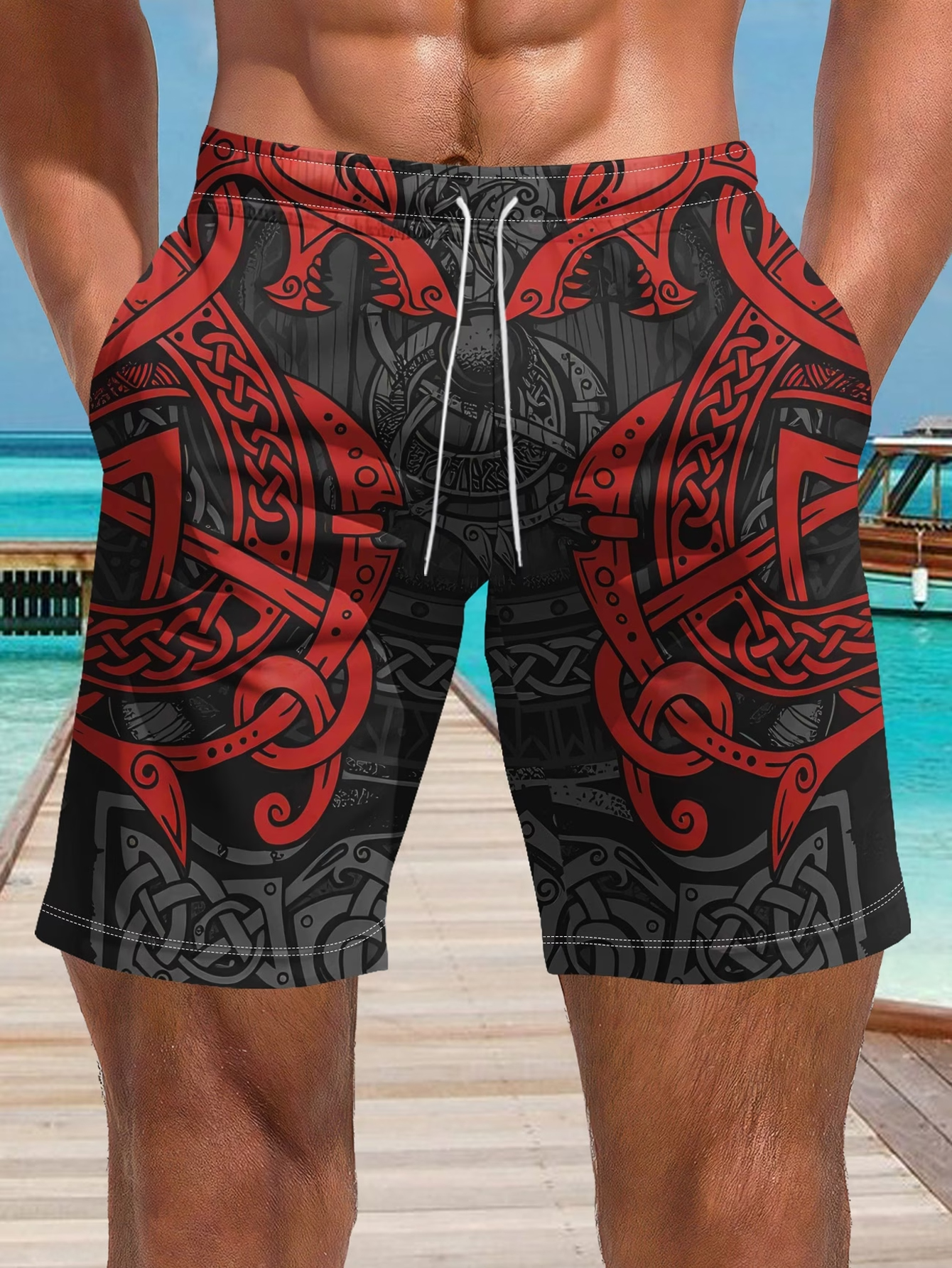 Men Viking Celtic Dragon Triba - Trunks Board Surf บทวิจารณ์และราคา