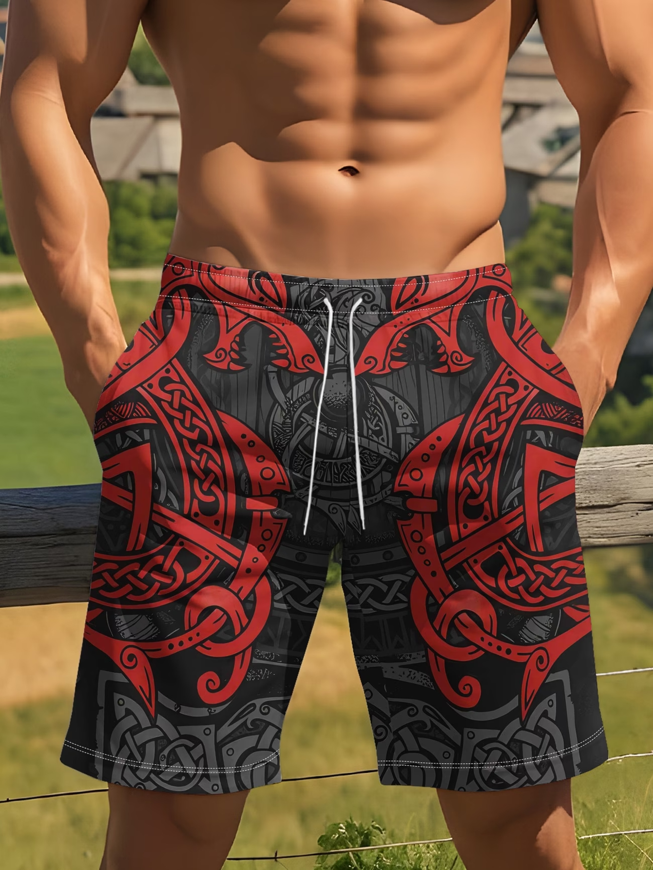 Men Viking Celtic Dragon Triba - Trunks Board Surf บทวิจารณ์และราคา