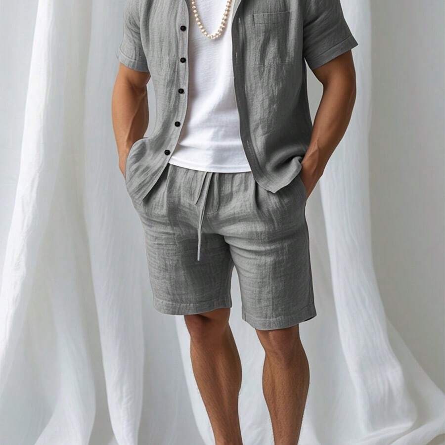 [Quick Dry, Men's Casual Set]  - Short Linen Drawstring บทวิจารณ์และราคา