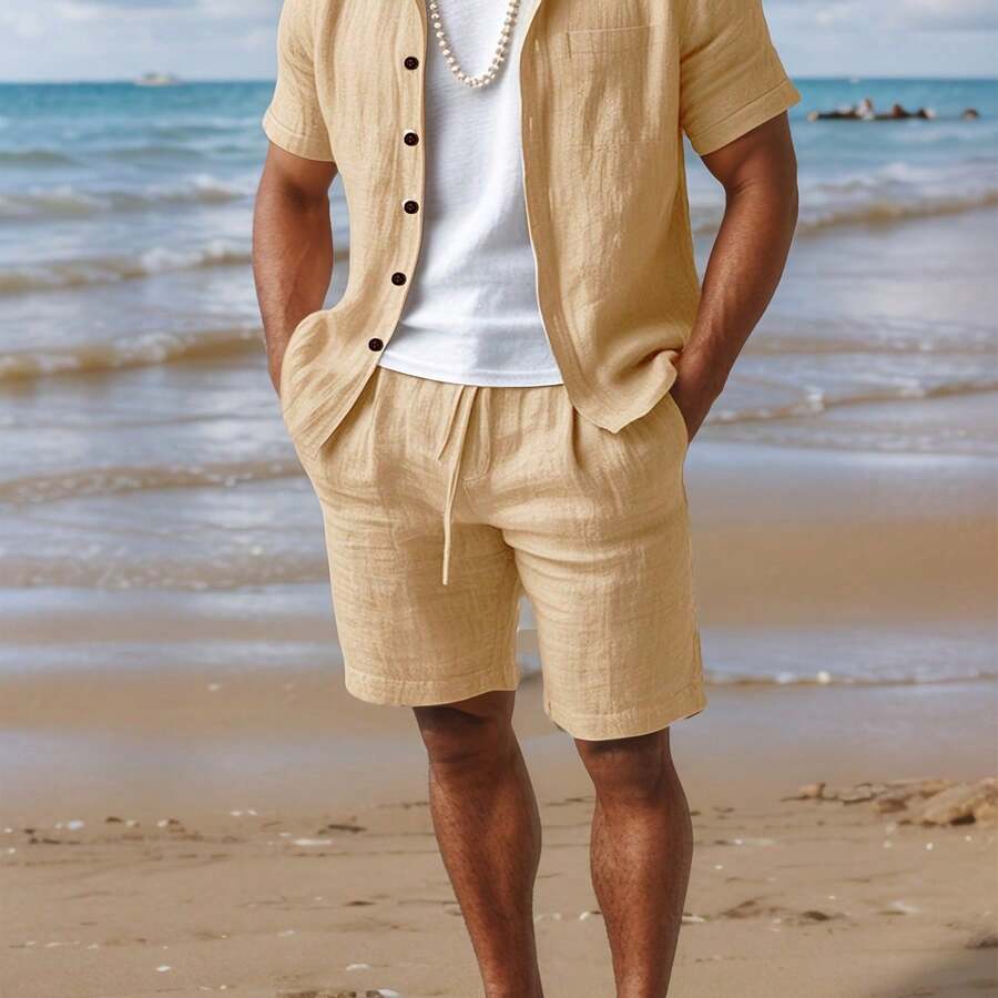 [Quick Dry, Men's Casual Set]  - Short Linen Drawstring บทวิจารณ์และราคา