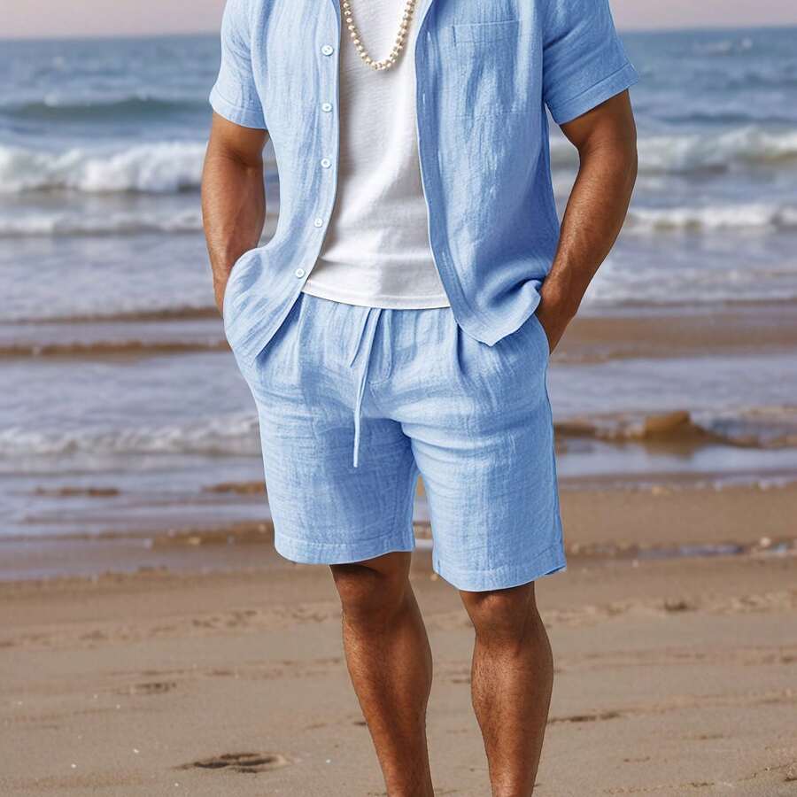 [Quick Dry, Men's Casual Set]  - Short Linen Drawstring บทวิจารณ์และราคา
