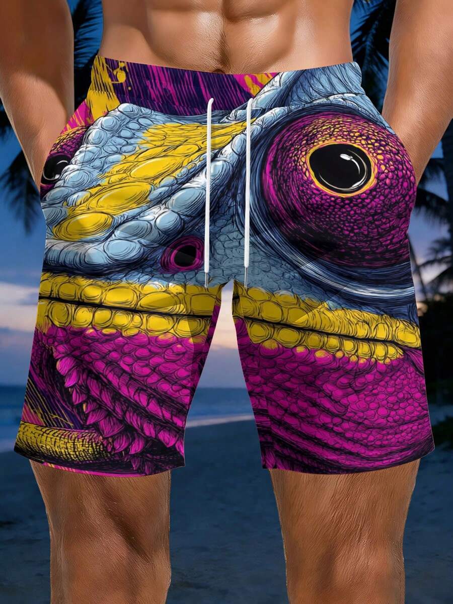Mens Vibrant Chameleon Scale P - Swim Trunk Quick Dry บทวิจารณ์และราคา