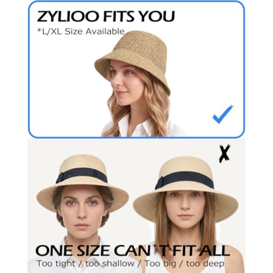 Zylioo XL Straw Bucket Hats, L - Packable Hat Nylon บทวิจารณ์และราคา