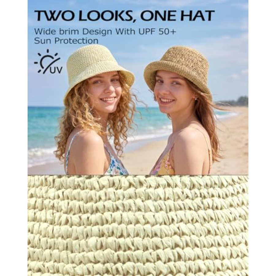 Zylioo XL Straw Bucket Hats, L - Packable Hat Nylon บทวิจารณ์และราคา