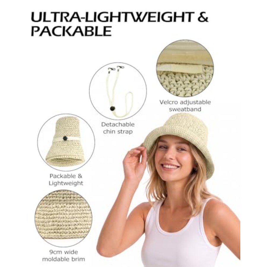 Zylioo XL Straw Bucket Hats, L - Packable Hat Nylon บทวิจารณ์และราคา