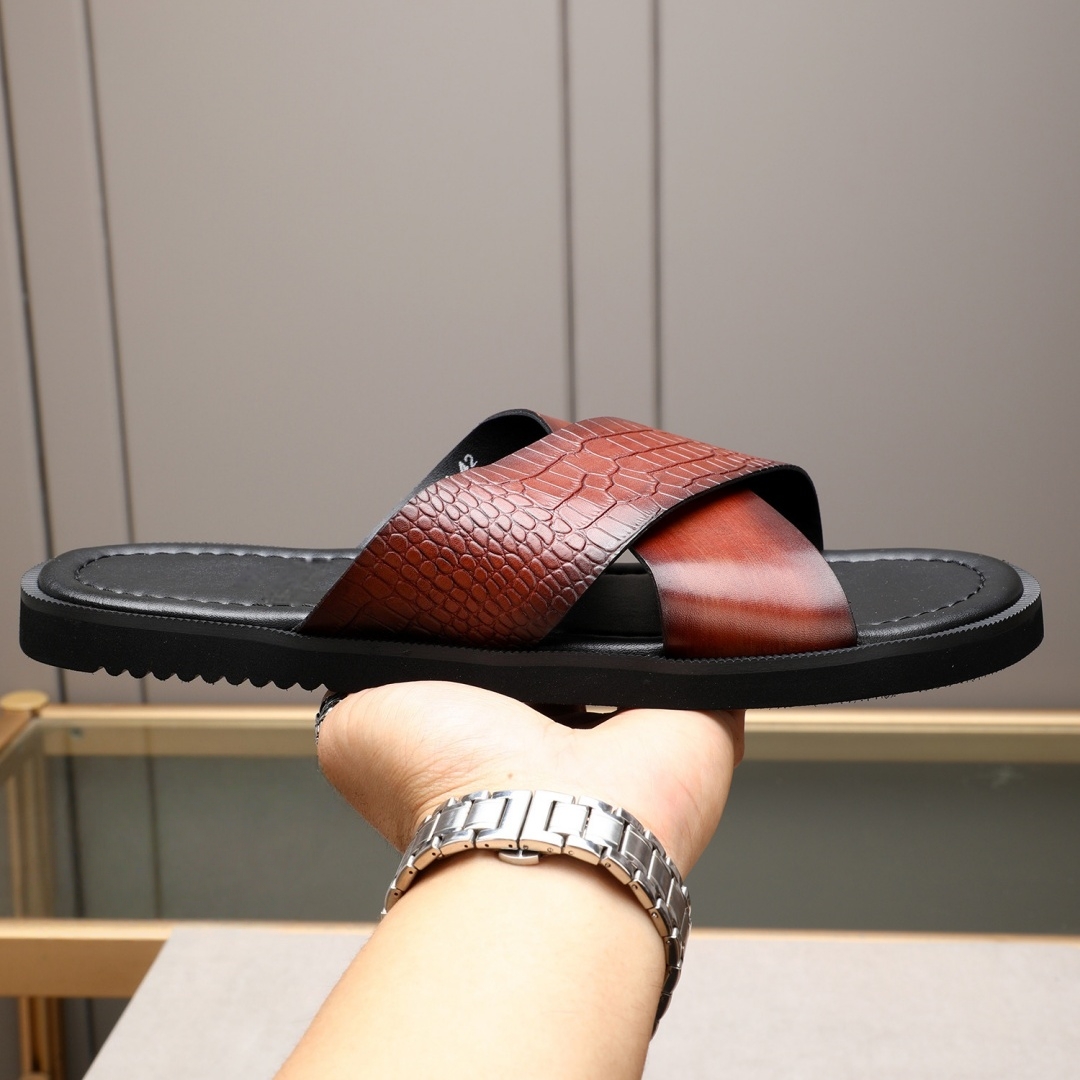 Luxury Brand Men's Shoes Handm - Flip Flop Leather Men บทวิจารณ์และราคา