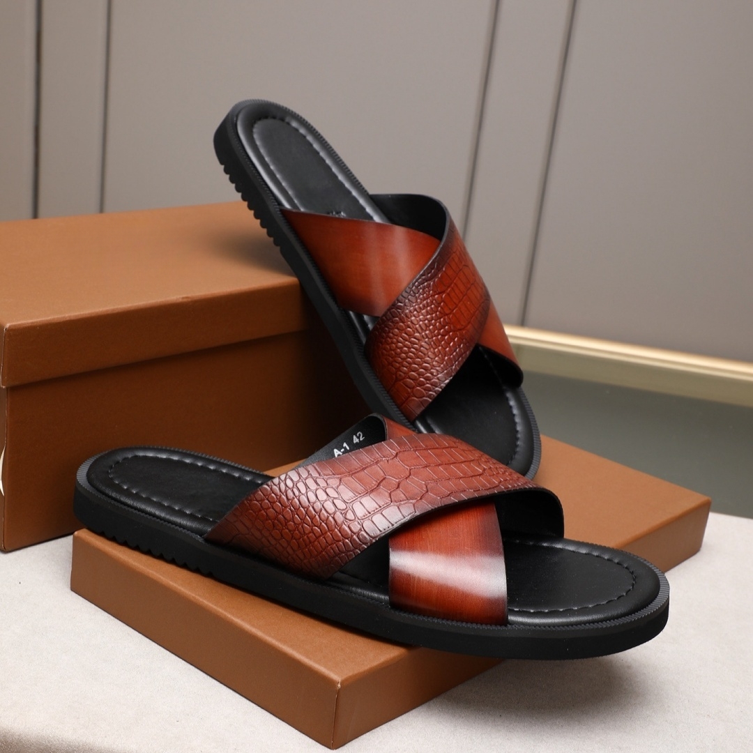 Luxury Brand Men's Shoes Handm - Flip Flop Leather Men บทวิจารณ์และราคา