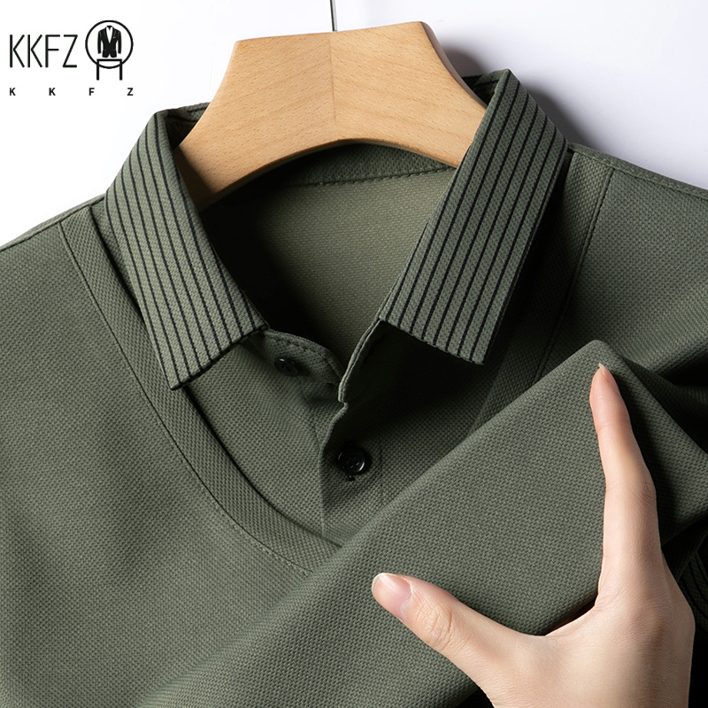 Men's Casual Fashion Long Slee - Polo Shirt Pique บทวิจารณ์และราคา