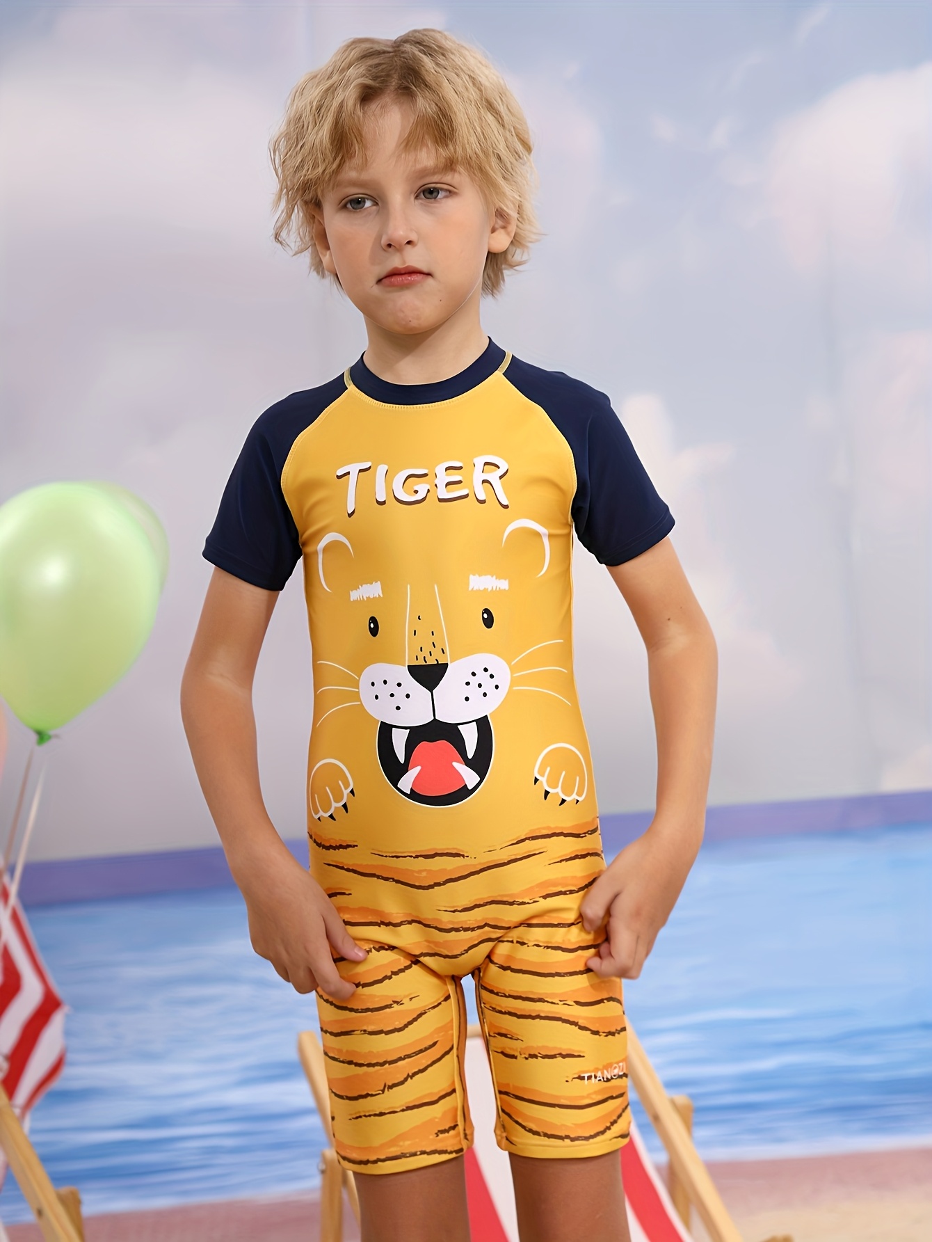 Cute Tiger Children's One-piec - Swim Trunk Quick Dry บทวิจารณ์และราคา