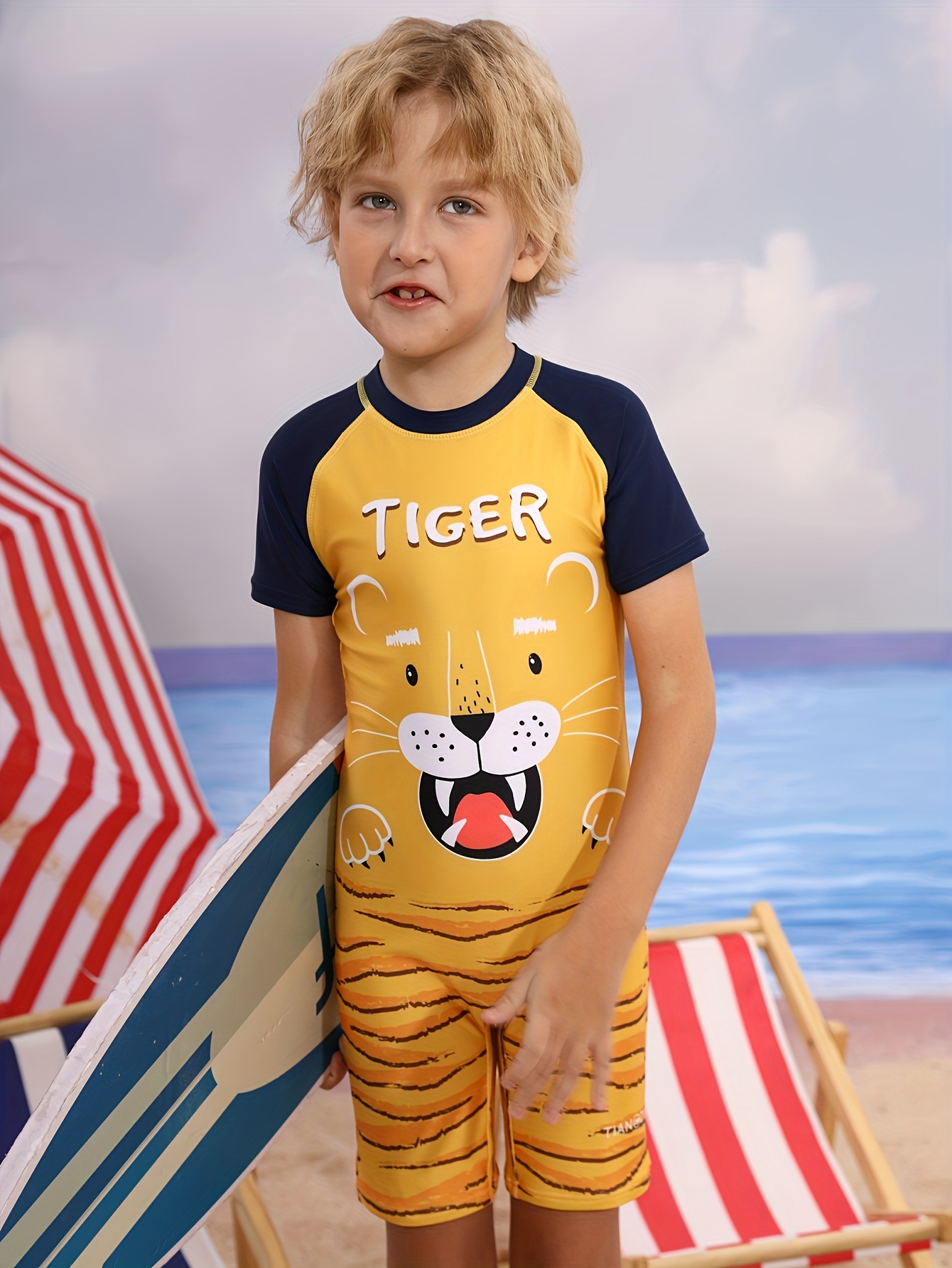 Cute Tiger Children's One-piec - Swim Trunk Quick Dry บทวิจารณ์และราคา