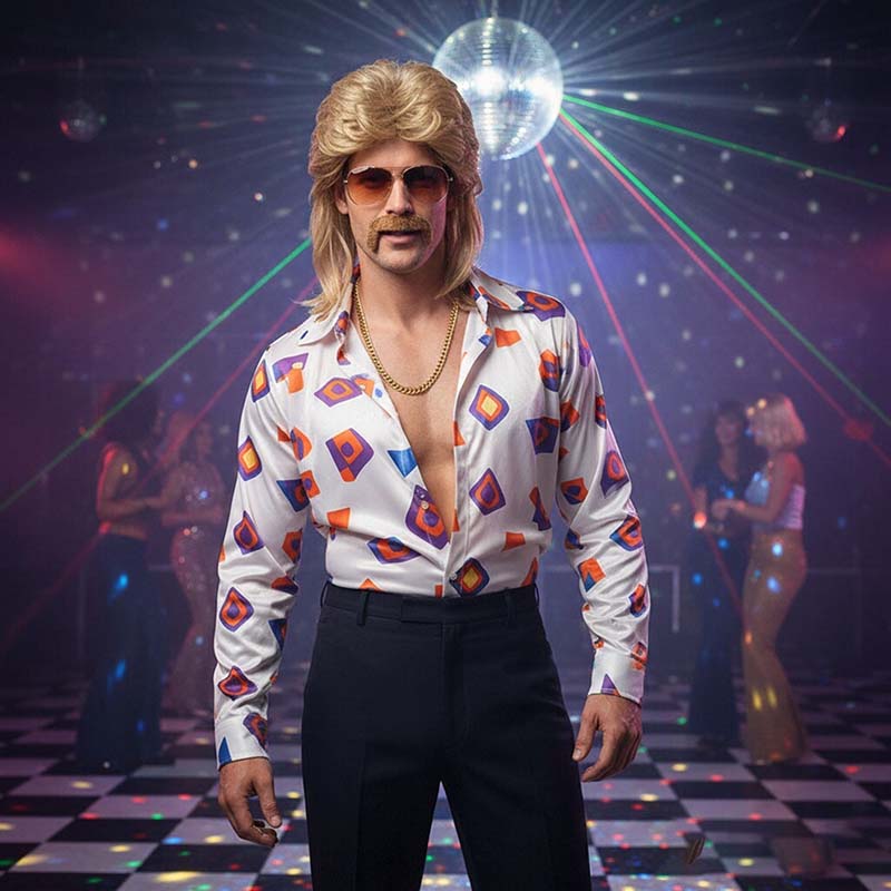 80s Disco Synthetic Wig Set Go - Sunglass Retainer Cord บทวิจารณ์และราคา