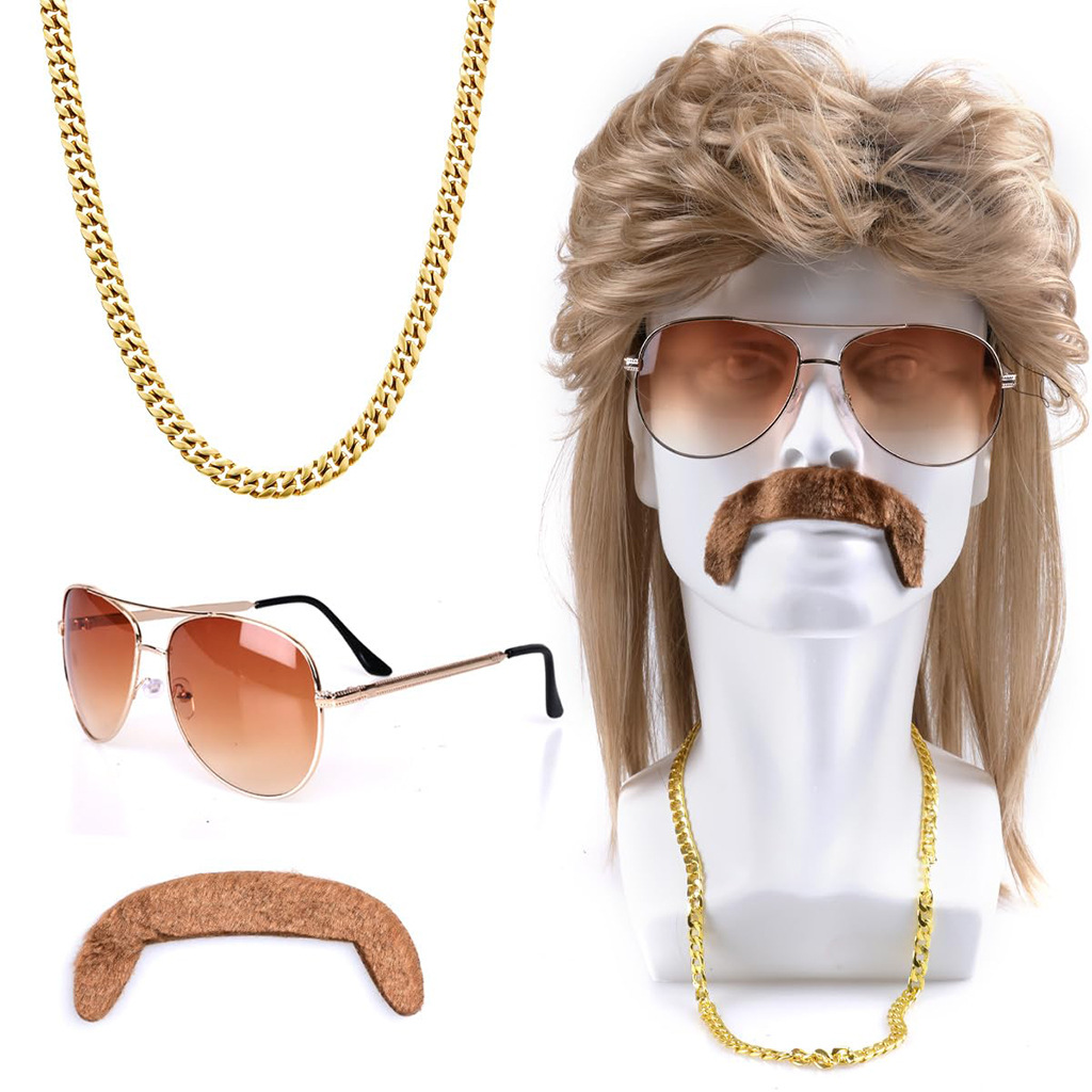 80s Disco Synthetic Wig Set Go - Sunglass Retainer Cord บทวิจารณ์และราคา