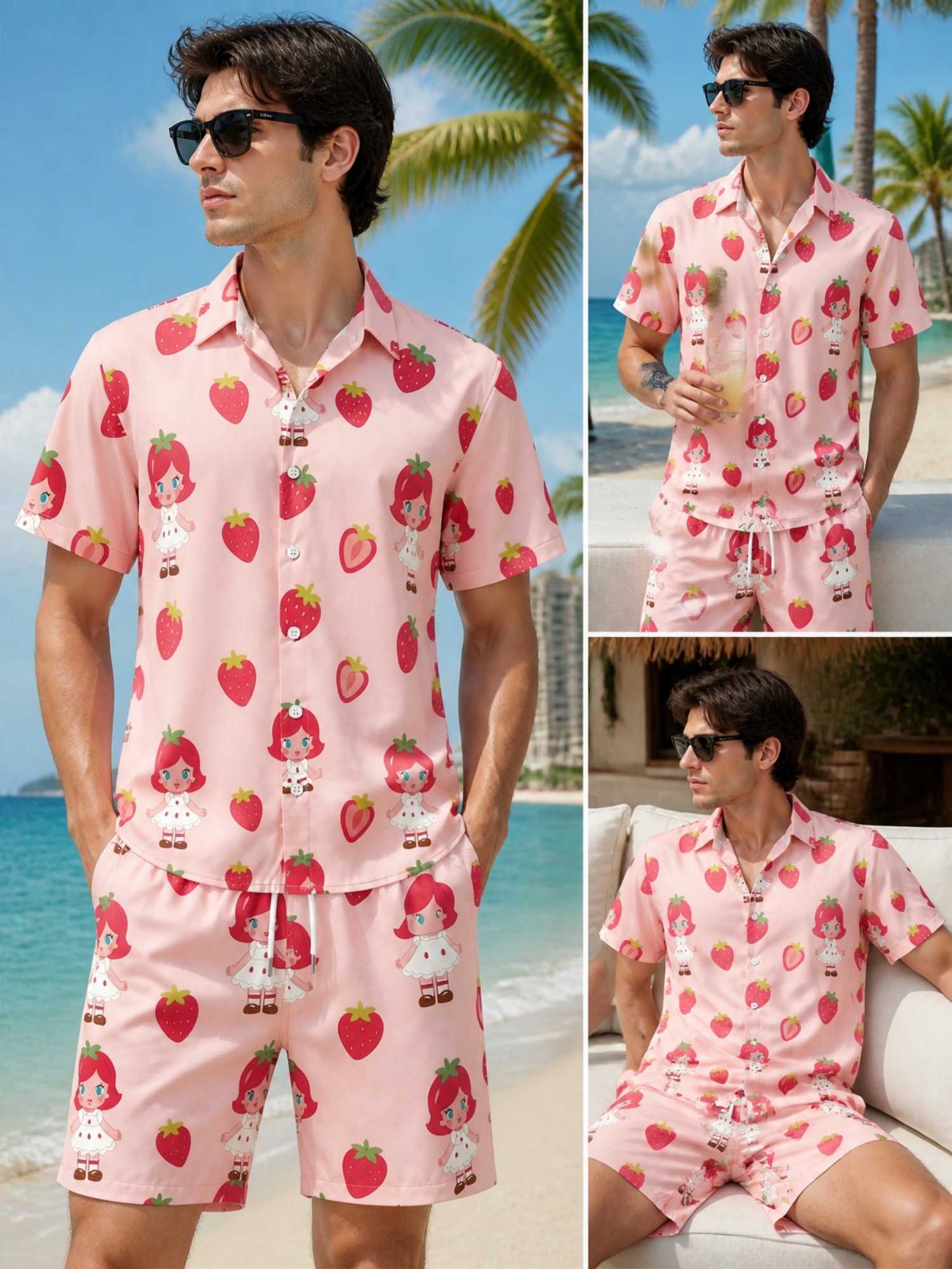 Mens Floral Short Sleeve Shirt - Resort Shirt Floral บทวิจารณ์และราคา